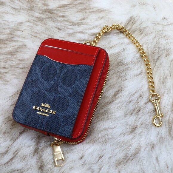 NWT Coach Zip Card Case In Signature Canvas CW883 - Picture 1 of 11
